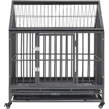 vidaXL Hundekäfig Mit Rollen Und Dach Stahl 92x62x106 Cm Vidaxl