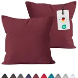 Carpe Sonno Kopfkissenbezug 80x80 2er Set - Kissenbezug 80x80 Baumwolle - Oeko-TEX Premium Kissenbezüge - Deko Kissen Bezug für Schlafzimmer Wohnzimmer Bett Sofa - Kissenhüllen Bordeaux