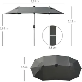 Outsunny Sonnenschirm,, grau Metall, 150x295 cm - Sichtschutz, Sonnenschirme