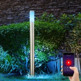 GLOBO Aussenlampe mit Steckdosen Außensteckdose mit Licht Garten Aussensteckdose Edelstahl, App Steuerung dimmbar, 1x Smart RGB LED 5W 2700-6400K, DxH 7,6x110 cm