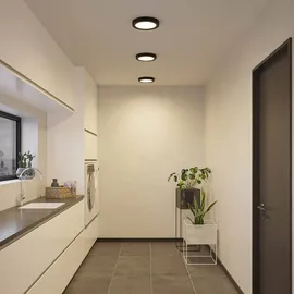 PRIOS LED-Deckenleuchte Edwina, schwarz, 25 cm, CCT, IP44 - Schwarz