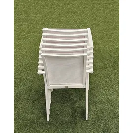 TEICO 7-tlg. Alu Gartenmöbel Set weiß ausziehbarer Tisch mit stapelbaren Stühlen - Weiß