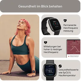 Fitbit Versa 4 aluminium graphit schwarz/schwarz