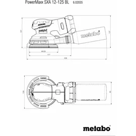 Metabo PowerMaxx SXA 12-125 BL mit 125mm Schleifteller; metaBOX 215