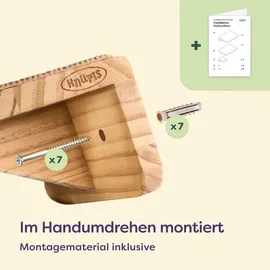 knupis Katzen Kletterwand Set mit Katzenbett & 2X Katzentreppe – Kiefernholz, Stabile Wandliege bis 30 kg – Für Spielspaß & Gemütlichkeit - Beige