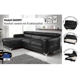 Cotta Ecksofa "Sammy L-Form", grau, B:226cm H:74cm T:169cm, Struktur (100% Polyester );Chenille (90% Polyester; 10% Polyamid ), Sofas, Ecksofa, mit Kopfteilverstellung, wahlweise mit Bettfunktion & Bettkasten