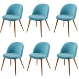Mendler 6er-Set Esszimmerstuhl HWC-D53, Stuhl Küchenstuhl, Retro 50er Jahre Design Samt ~ türkis
