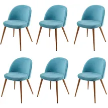 Mendler 6er-Set Esszimmerstuhl HWC-D53, Stuhl Küchenstuhl, Retro 50er Jahre Design Samt ~ türkis