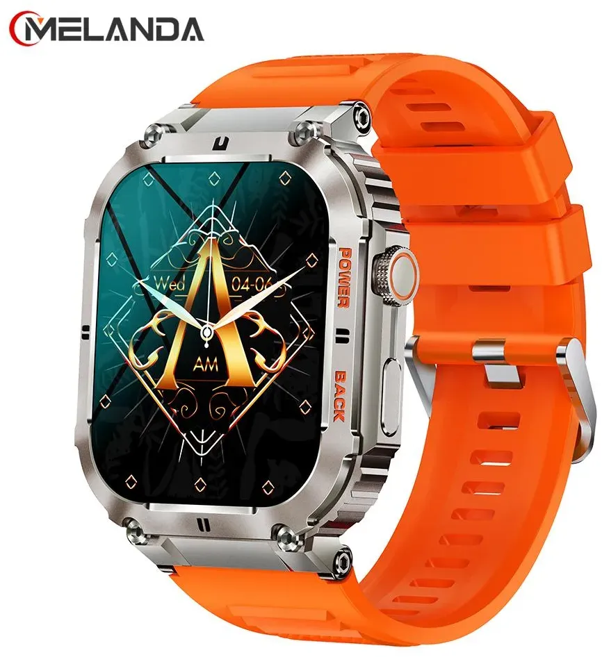 MELANDA 2023 Neue Bluetooth Anruf Smart Uhr Männer Sport Fitness Tracker Smartwatch für Android IOS Rechner 400 mAh 1,96 zoll
