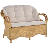 Wintergarten Rattansofa Natur Rattan Sofa Couch Zweisitzer  (Honig, 2-Sitzer)