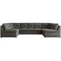 MKS Meble MKS Wohnlandschaft Dunkelgrau Textil, 6-Sitzer, U-Form 340x93x206 cm, Wohnzimmer, Sofas & Couches, Wohnlandschaften, Wohnlandschaften in U-Form