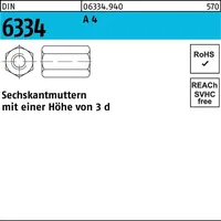 F. REYHER Nchfg. GmbH & Co. KG Sechskantmutter DIN 6334 M6 SW10 A 4 10 Stück