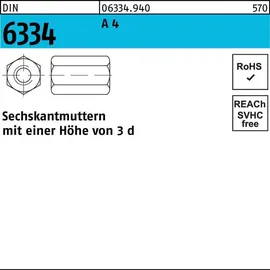 F. REYHER Nchfg. GmbH & Co. KG Sechskantmutter DIN 6334 M6 SW10 A 4 10 Stück