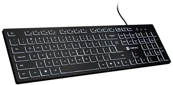 HERRING GLOW - keyboard - slim design low profile full size - QWERTY - US - black Input Device - Tastatur - Englisch (US) - Schwarz