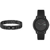 Lacoste Analog Quarzuhr für Herren mit Schwarzes Silikonarmband - 2011171 Armband mit Knebelverschluss für Herren Kollektion Metropole Verziert mit Petit piqué Muster - 2040119