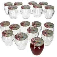 Mambocat 18er Set Marmeladengläser 212 ml Holz-Herz Rot Beeren
