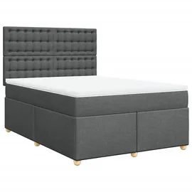 vidaXL Boxspringbett 140 x 200 cm Dunkelgrau