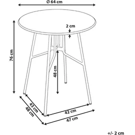 Beliani Taltal Gartentisch Ø 64 x 64 cm Rot