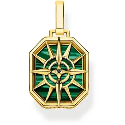 Thomas Sabo PE911-140-6 Anhänger Kompass Stern Goldfarben/Grün klein
