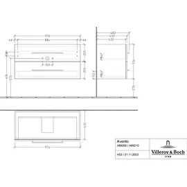Villeroy & Boch Waschtischunterschrank 2 Auszüge 98 x 51,4 x 48 cm Weiß