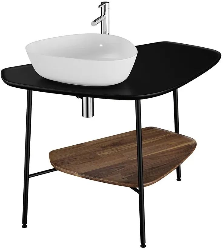 VitrA Plural Konsole 103 cm Ausschnitt links für Aufsatzschale wandgebunden Schwarz Matt,62572 62572