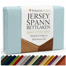 strauss home Spannbettlaken Jersey 140 x 220 - 160 x 220 cm blau