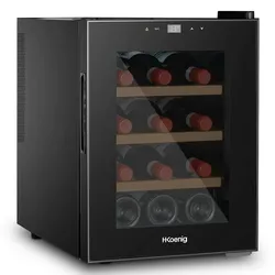 H.Koenig AGE12 Weinkühlschrank / 12 Flaschen / Temperatur von 11°C bis 18°C / LED-Temperaturanzeige / Holzlagerböden