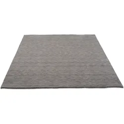 Wollteppich THEKO "Holi", grau, B:140cm H:13mm L:200cm, Schurwolle, Teppiche, Uni-Farben, leicht meliert, reine Wolle, handgewebt mit Knüpfoptik