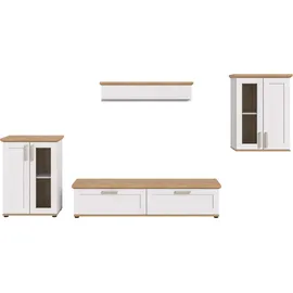 Home Affaire Wohnwand HOME AFFAIRE "Cosenza", weiß (sibu lärche nachbildung), B:316cm H:161cm T:40cm, Kastenmöbel-Sets, Wohnwand, Cosenza, Breite: 336 cm,2xVitrine,Lowboard, Wandboard