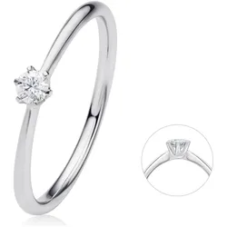 Diamantring ONE ELEMENT "0.1 ct Diamant Brillant Ring aus 585 Weißgold" Gr. 58, silber, Fingerringe, Damen, 58, Weißgold 585-Diamanten, Weißgold 585, Diamanten, Damen Gold Schmuck