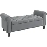 Polsterbank, Bettbank, Sitzbank In Samtoptik, Flurbank Mit Stauraum Für Schlafzimmer, Bis 120 Kg Belastbar, Grau, 126 X 48,5 X 47 Cm