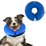 XIMEY Halskrause Hund, Halskrause Katze, Halskrausen Hunde, Aufblasbare Halskrause Hund, den Postoperativen Schutz von Kopf, Brust und Bauch (Blau, S)