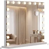 CLP Schminkspiegel Norlina mit Bluetooth Metall HBT: 62x80x14 cm weiß mit Bluetooth