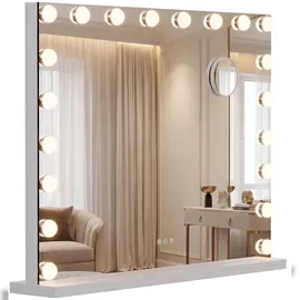 CLP Schminkspiegel Norlina mit Bluetooth Metall HBT: 62x80x14 cm weiß mit Bluetooth