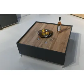 PLACES OF STYLE Couchtisch PLACES OF STYLE "Onyx", grau (anthrazit hochglanz, anthrazit hochglanz, walnuss), B:89,4cm H:36,6cm T:89,4cm, Tische, Couchtisch, hochwertig UV lackiert, mit Stauraum