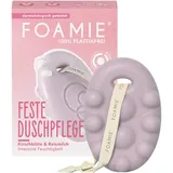 Foamie Feste Dusche Kirschblüte & Reismilch, Reichhaltige Duschpflege Trockene Haut mit Massage-Effekt, 100% Vegan, Plastikfrei, Silikonfrei, 80 g