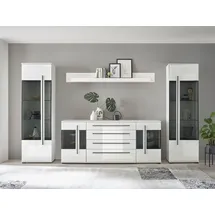 INOSIGN Wohnwand INOSIGN "Cantara, moderne Anbauwand, Wohnzimmer-Set, in Eiche Evoke oder Weiß", weiß, B:340cm H:320cm T:42cm, Holzwerkstoff, Kastenmöbel-Sets, Wohnwand, enthält zwei Vitrinen, ein Sideboard und ein Wandboard