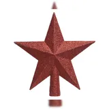 Decoris Christbaumspitze Stern mit Glitzer 19cm Kunststoff, weihnachtsrot