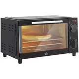 HOMCOM Minibackofen 9L Mini Ofen mit Backblech, Grillrost, 100 °C-230 °C - Schwarz