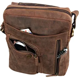 GREENBURRY Vintage Revolver Bag in Sattelbraun (4.9 Liter), Umhängetasche Leder 25 cm x 10 cm x 30 cm brown