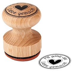 Holzstempel rund "Mit ganz viel Liebe gemacht", 3 cm Ø