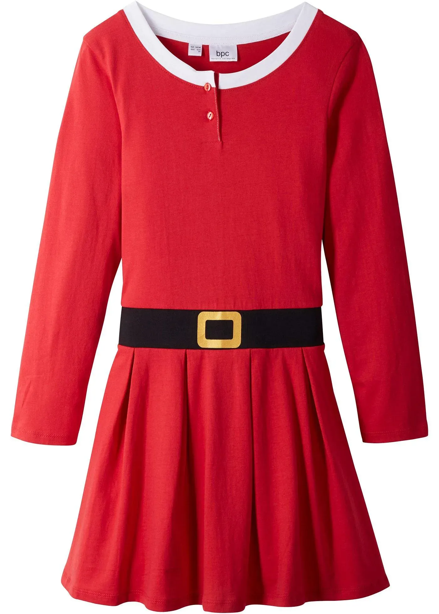 bonprix Weihnachtliches Mädchen Jerseykleid, rot, 104/110, mit Baumwolle