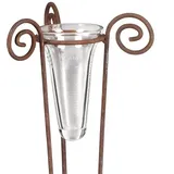 Hirsch Terracotta Regenmesser mit Glas Höhe 100 cm 3-Bein Edelrost, Erdspiess 19 cm