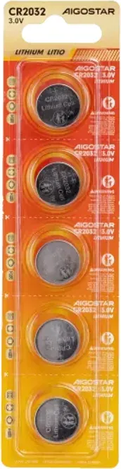 Aigostar CR2032 - Knopfzelle - 3V 210mAh Blister 5 Stück