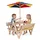 Fantask COSTWAY Kindersitzgruppe mit Sonnenschirm, Picknicktisch mit Tisch & 2 Sitzbänken, für 4 Kinder ab 3 Jahren