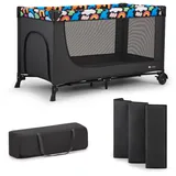 Kinderkraft - Kinderreisebett, Joy 2 Happy shapes - Schwarz/Bunt
