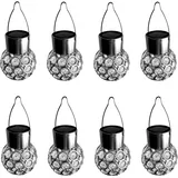 Eaxus 8er Set Solar Kugel Hängeleuchte Solar Lampe Kugelleuchte Edelstahl Gartenleuchte Solarlampe Hängekugel Gartenbeleuchtung