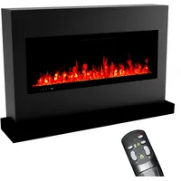 GF Core Elektrokamin mit Heizung und Kaminfeuer (Standkamin Zeus) - elektrischer Kamin mit LED-Feuer in 5 Farben, Heizlüfter, Deko & Fernbedienung - 155x100x35 cm, Schwarz