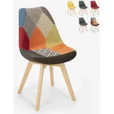 Nordic Design Stuhl aus Holz und Stoff und Kissen Küchen Bars Restaurants Dolphin - Patchwork 3