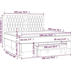 vidaXL Boxspringbett 180 x 200 cm Dunkelgrün